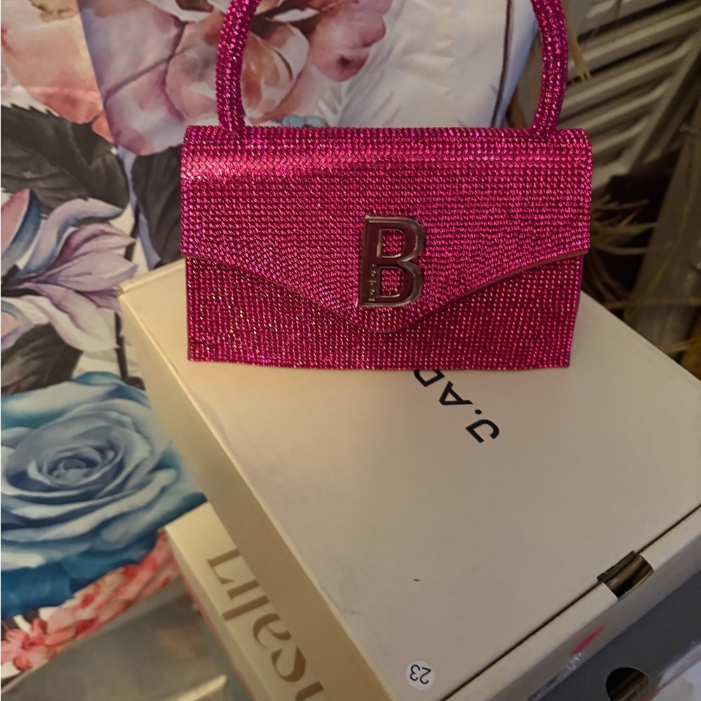 bebe Fuchsia Rhinestone Clutch - Picture 3 of 5